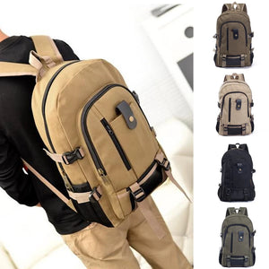 Men's Large Canvas Backpack Solid Rucksack