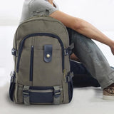 Men's Large Canvas Backpack Solid Rucksack