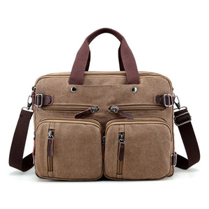 Men's Canvas Briefcase Large Capacity Messenger Bag