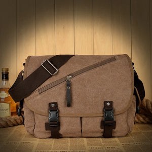 Men's Canvas Vintage Casual Briefcase Business Shoulder Messenger Bag