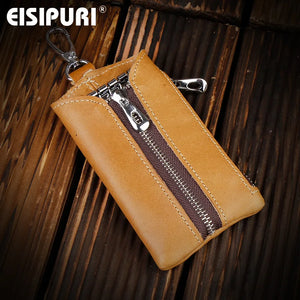 Men's Leather Key Wallet Holder with Keychain