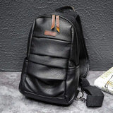 Men's Casual Chest bag Waterproof PU Leather Messenger Bag