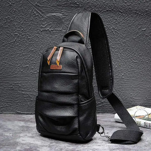 Men's Casual Chest bag Waterproof PU Leather Messenger Bag