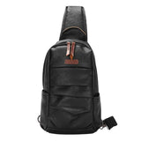 Men's Casual Chest bag Waterproof PU Leather Messenger Bag