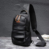 Men's Casual Chest bag Waterproof PU Leather Messenger Bag