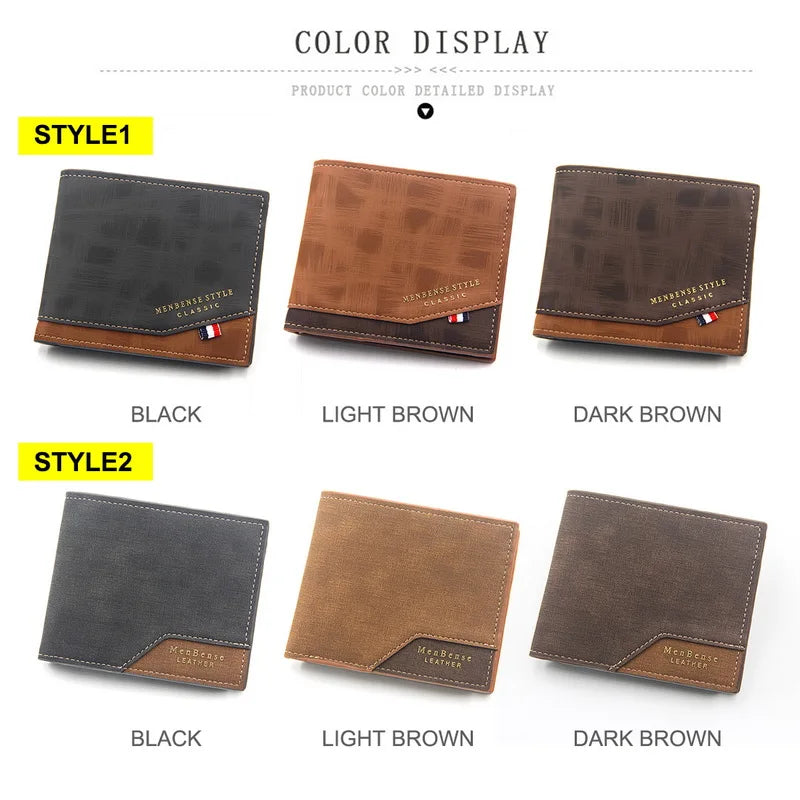 Men's Leather Handbag Short Money Bag Business Wallet Vintage Male Purse