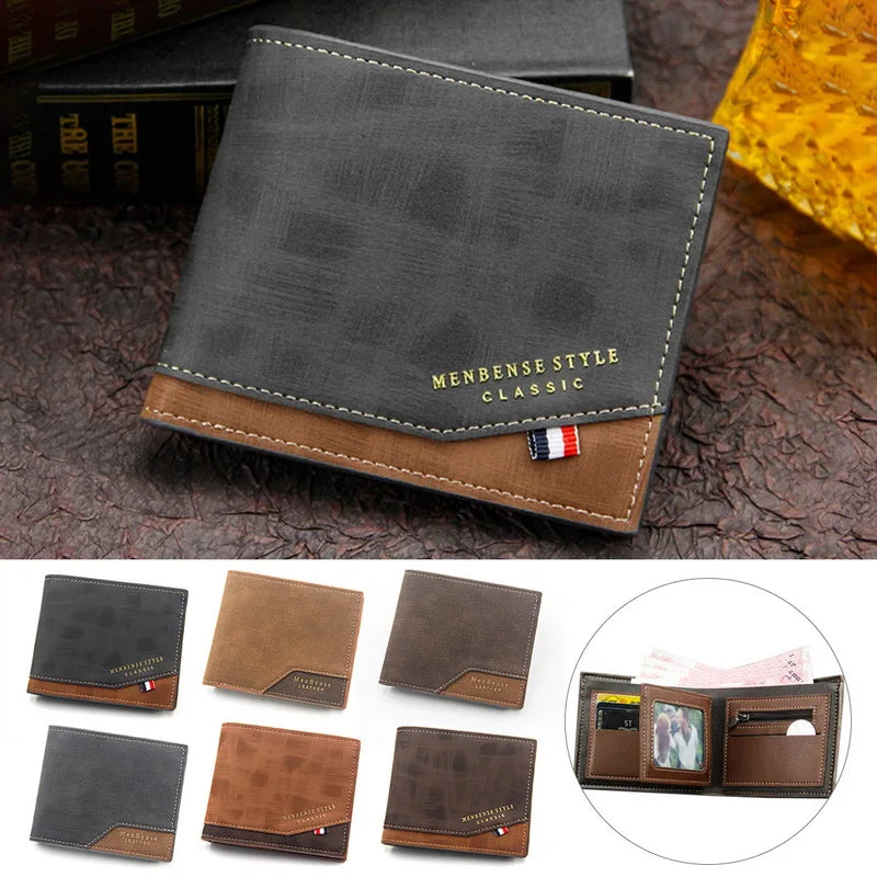Men's Leather Handbag Short Money Bag Business Wallet Vintage Male Purse