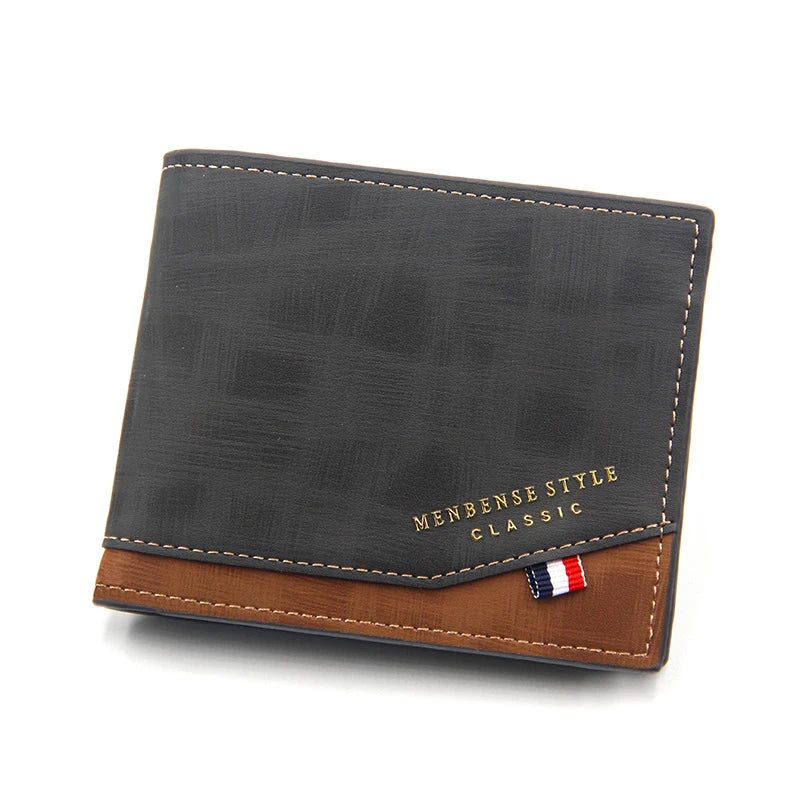 Men's Leather Handbag Short Money Bag Business Wallet Vintage Male Purse