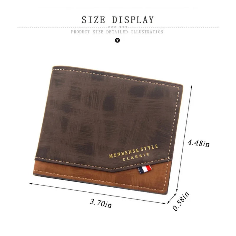 Men's Leather Handbag Short Money Bag Business Wallet Vintage Male Purse