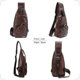 Men's Chest Bag Charge Port USB Crossbody Vintage Business Pouch Dark Brown