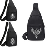 Skull Print Chest Bag Crossbody Shoulder Pack USB Charging Hole