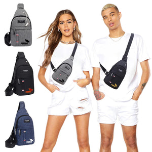 Men's Pig Print Chest Bag Casual Waist Bag Crossbody Handbag