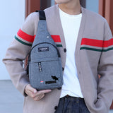 Men's Pig Print Chest Bag Casual Waist Bag Crossbody Handbag