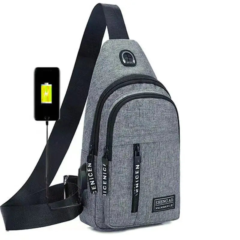 Men's Chest Bags Double Layers Casual Sports Water-Proof Shoulder Messenger Bag