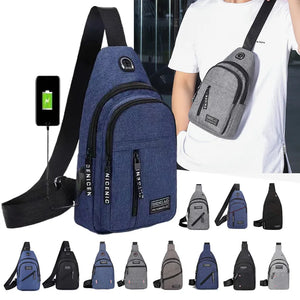 Men's Chest Bags Double Layers Casual Sports Water-Proof Shoulder Messenger Bag