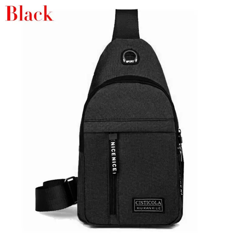 Men's Chest Pack Crossbody Bag Durable Nylon Leather Outdoor Sport