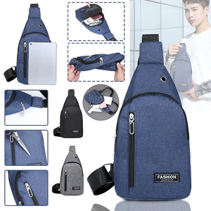 Men's Chest Pack Crossbody Bag Durable Nylon Leather Outdoor Sport