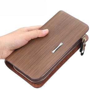 Men's Clutch Wallet Fine Lines Large Capacity Casual Double Zipper Phone Dollar