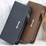 Men's Clutch Wallet Fine Lines Large Capacity Casual Double Zipper Phone Dollar