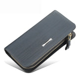 Men's Clutch Wallet Fine Lines Large Capacity Casual Double Zipper Phone Dollar