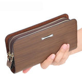 Men's Clutch Wallet Fine Lines Large Capacity Casual Double Zipper Phone Dollar