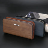 Men's Clutch Wallet Fine Lines Large Capacity Casual Double Zipper Phone Dollar