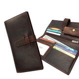 Men's Cow Leather Crazy Horse Clutch Wallets Long Wallets Handbag Wallet