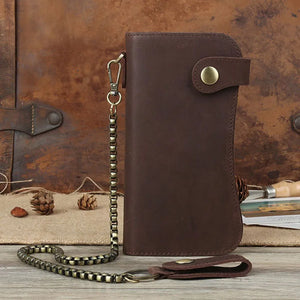 Men's Crazy Horse Leather Wallet Vintage Style Cowhide Handbag Wallet