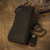 Men's Crazy Horse Leather Wallet Vintage Style Long Purse
