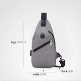Men's USB Crossbody Chest Bag Canvas Shoulder Pack