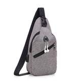 Men's USB Crossbody Chest Bag Canvas Shoulder Pack