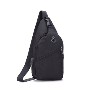 Men's USB Crossbody Chest Bag Canvas Shoulder Pack