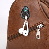 Men's Leather Crossbody Bag USB Chest Messenger Shoulder Diagonal Travel Pack
