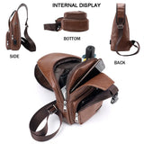 Men's USB Crossbody Bag Leather Shoulder Diagonal Messenger Travel Backpack