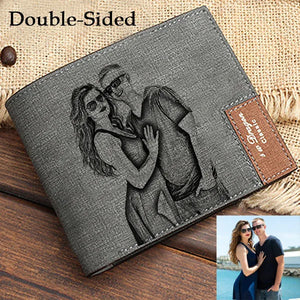 Men's Engraved Photo Wallet Personalized for Husband Wedding