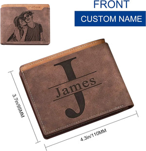 Men's Engraved Photo Wallets Picture & Text Wallet Personalized