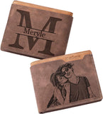 Men's Engraved Photo Wallets Picture & Text Wallet Personalized