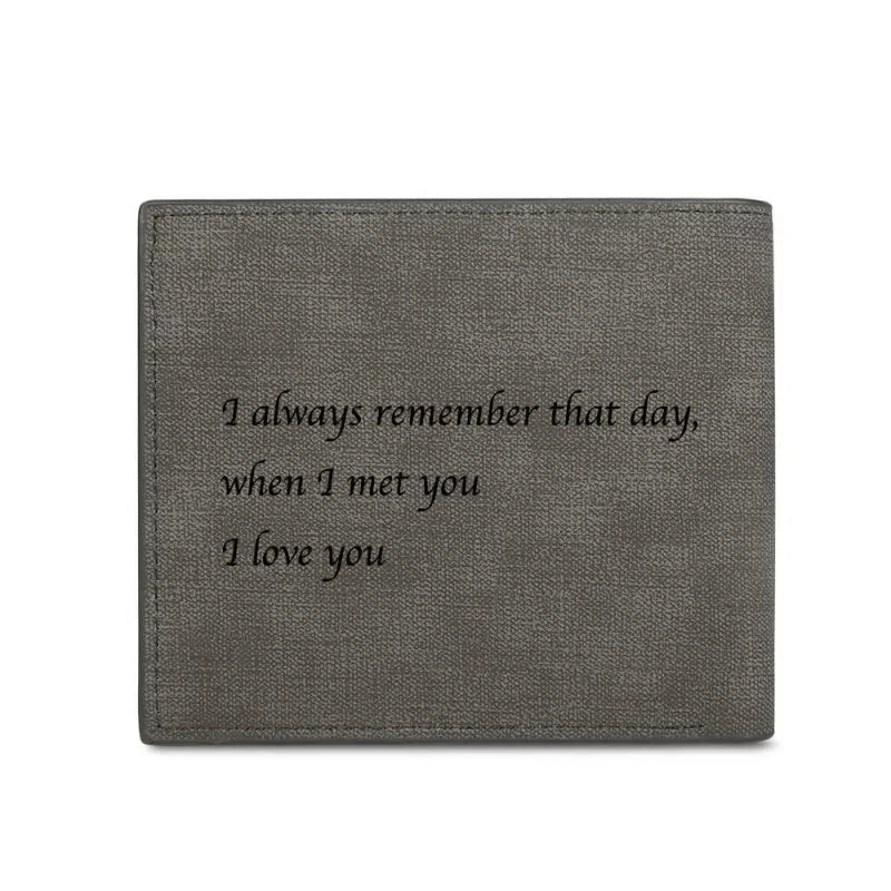 Men's Engraving Photo Wallet Vintage Short Wallet Personalized Gift