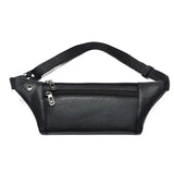 Men's PU Leather 3-Layer Fanny Pack with Earphone Hole Waist Bag