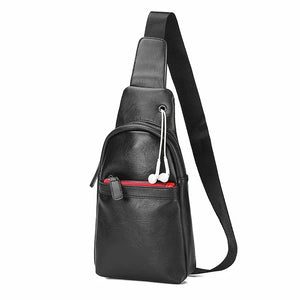 Men's Soft Leather Crossbody Bag Chest Waist Pack Sling Pack