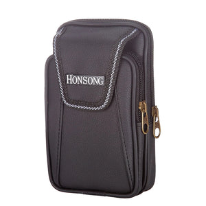 Men's Faux Leather Zipper Waist Bag Multi-Pockets