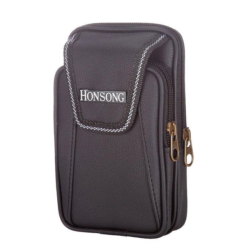 Men's Faux Leather Zipper Waist Bag Multi-Pockets
