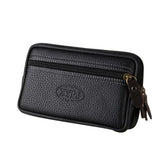 Men's Double Layer Phone Waist Bag Slim Zipper Coins Bag