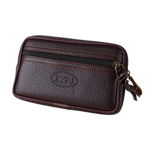 Men's Double Layer Phone Waist Bag Slim Zipper Coins Bag