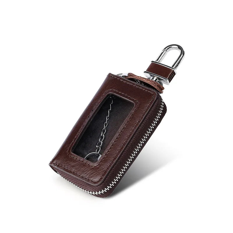 Men's First Layer Oil Wax Leather Key Bag