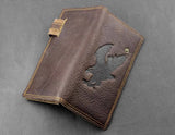 Men's Leather Bifold Zipper Wallet Eagle Clutch Purse