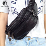 Men's Leather Waist Bag Fanny Pack Hip Belt Bag Casual Bags