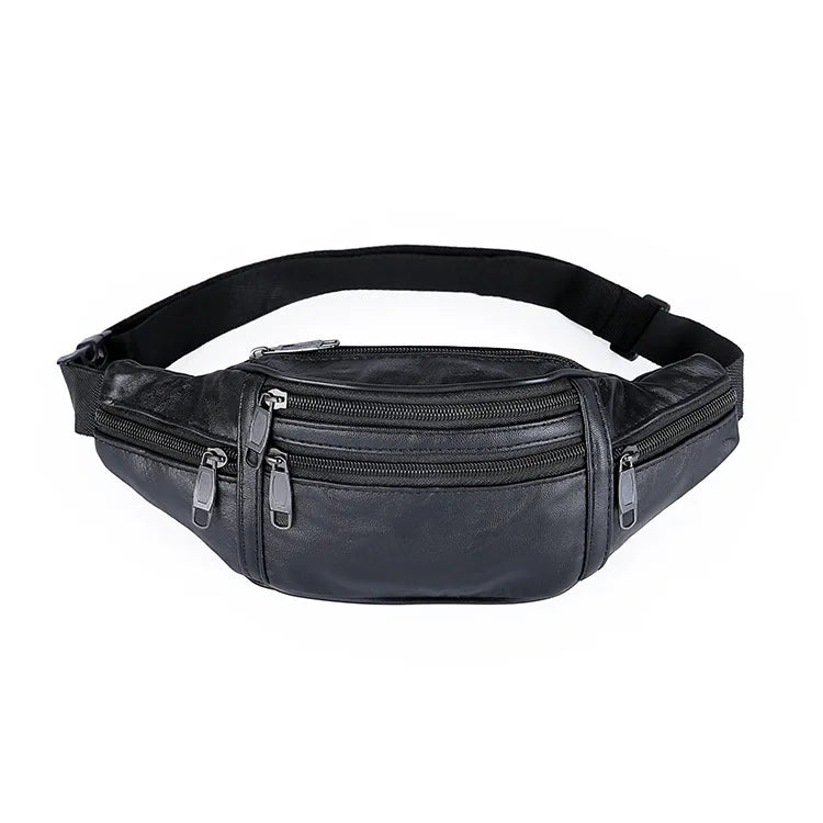 Men's Leather Waist Bag Fanny Pack Hip Belt Bag Casual Bags