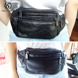 Men's Leather Waist Bag Fanny Pack Hip Belt Bag Casual Bags