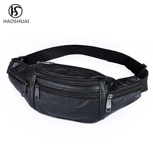 Men's Leather Waist Bag Fanny Pack Hip Belt Bag Casual Bags
